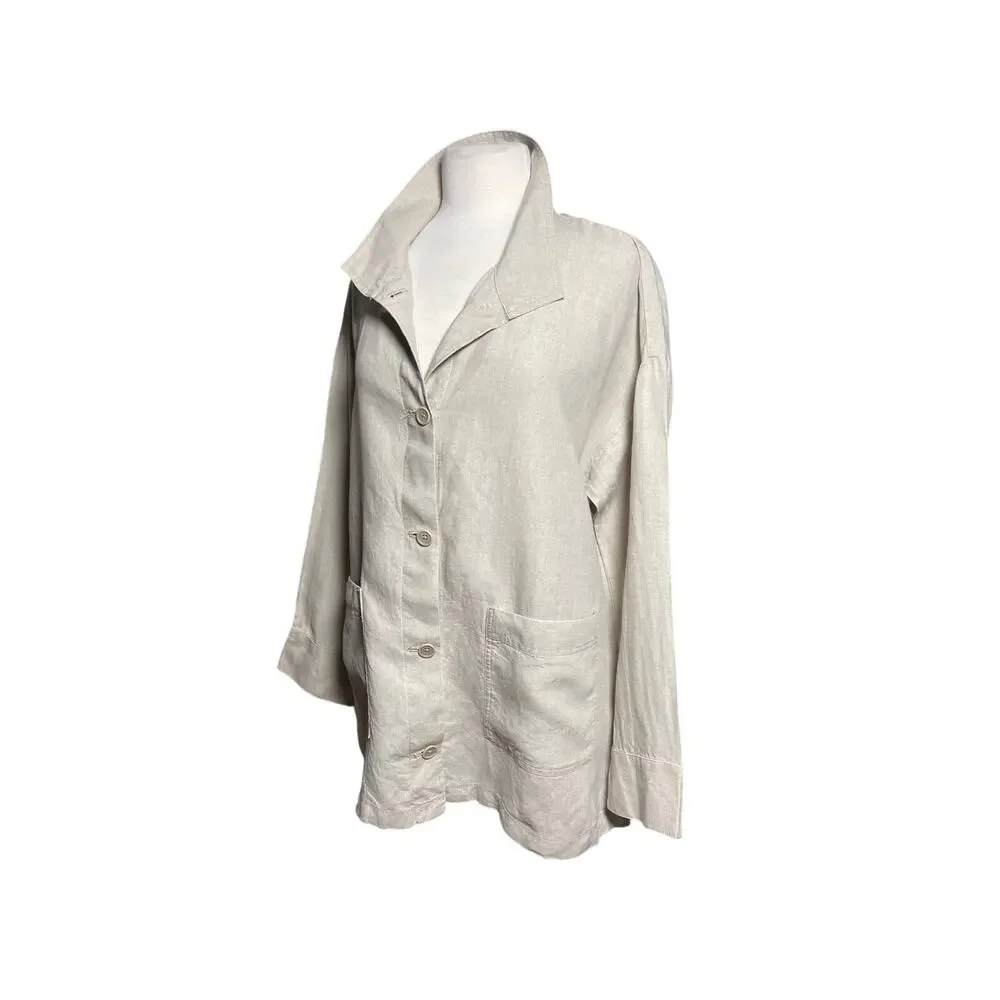 EILEEN FISHER Women’s Organic Linen Button Up Shirt Jacket medium - Picture 5 of 6